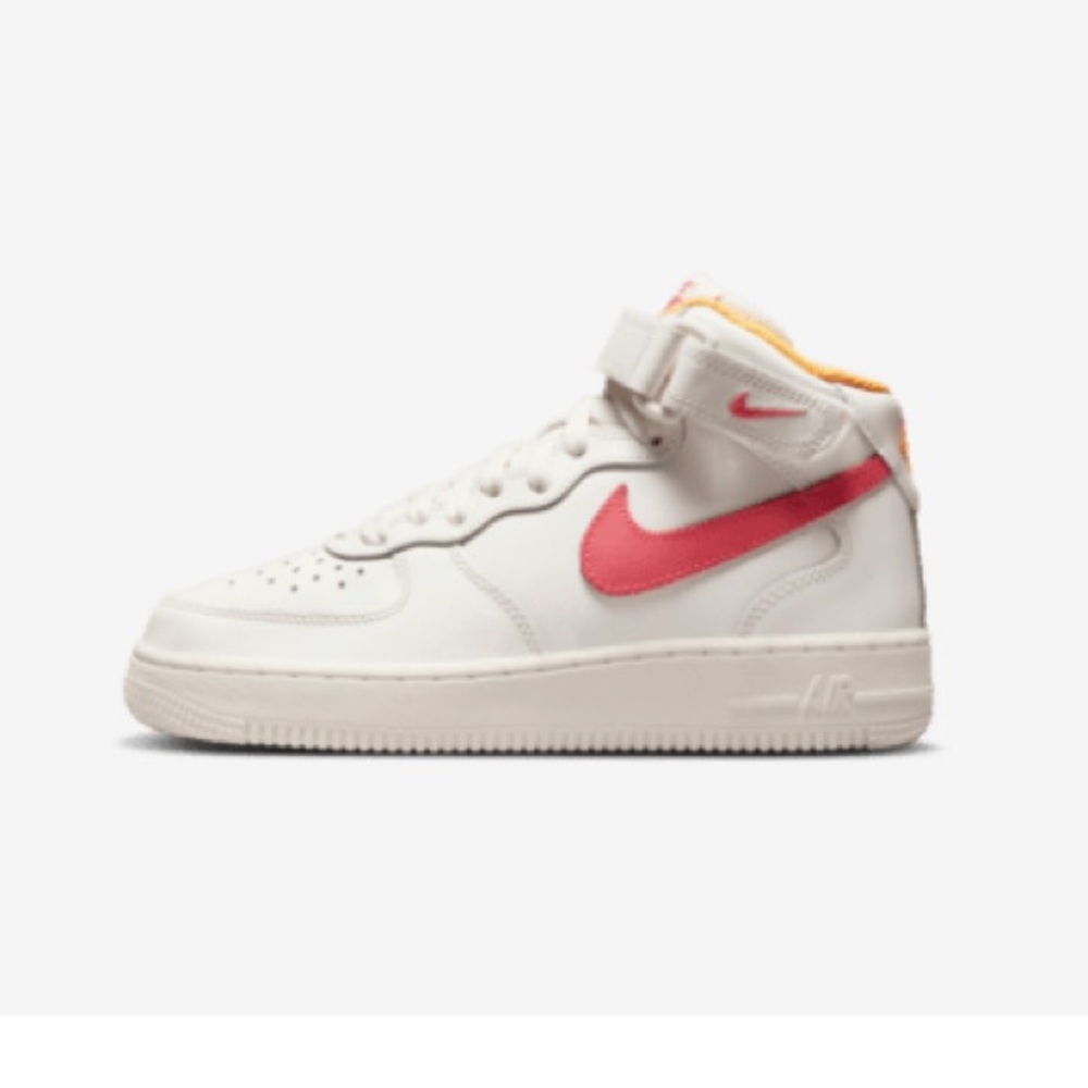 Nike Air Force Ones Mid LE-Sail/White/ Laser Orange /Sea Coral- 5Y= womens 6.5